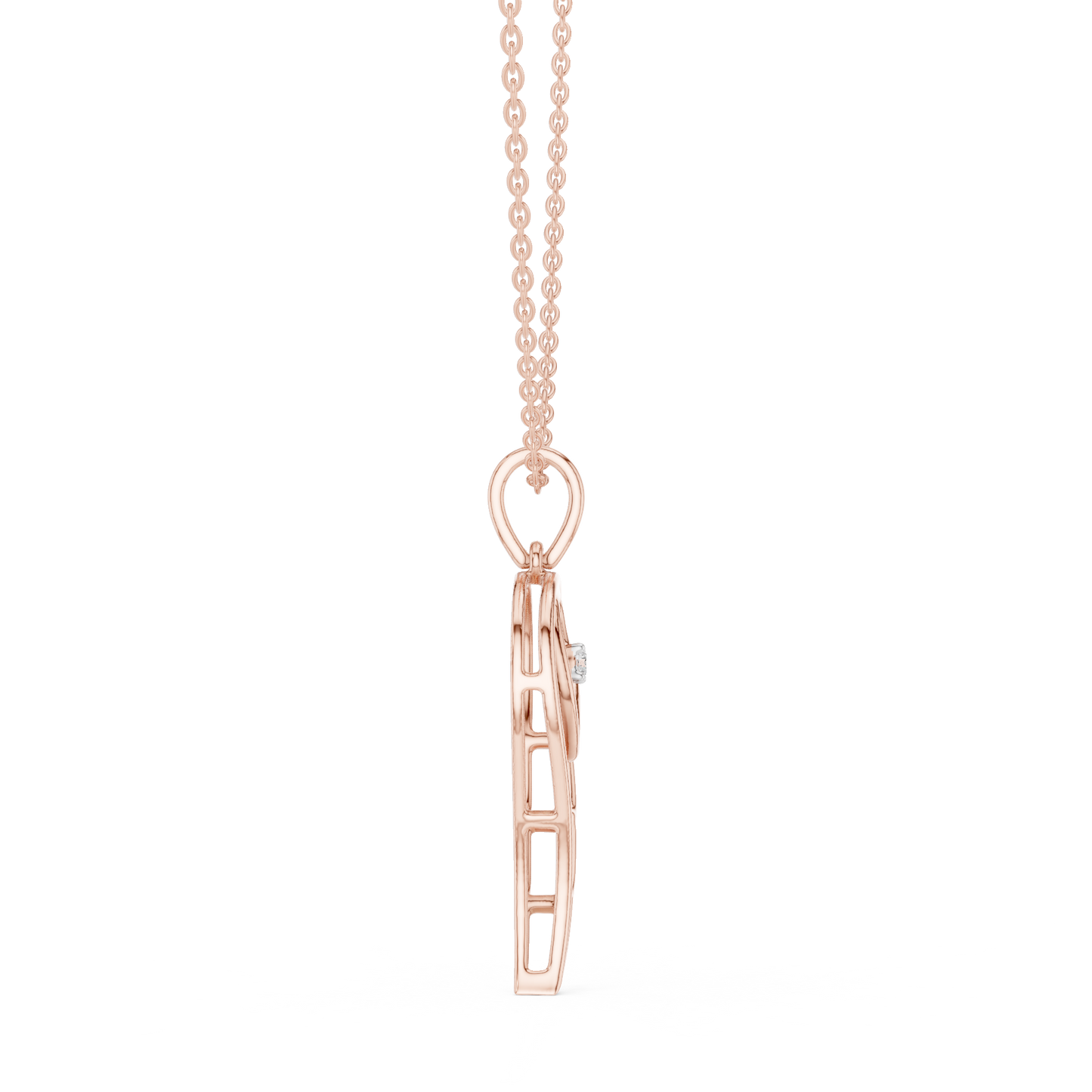 Casual Angel Wing Lab Grown Diamond Pendant in Rose Gold