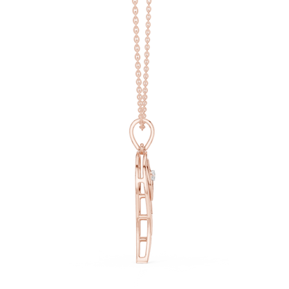 Casual Angel Wing Lab Grown Diamond Pendant in Rose Gold