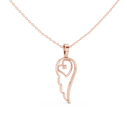 Casual Angel Wing Lab Grown Diamond Pendant in Rose Gold