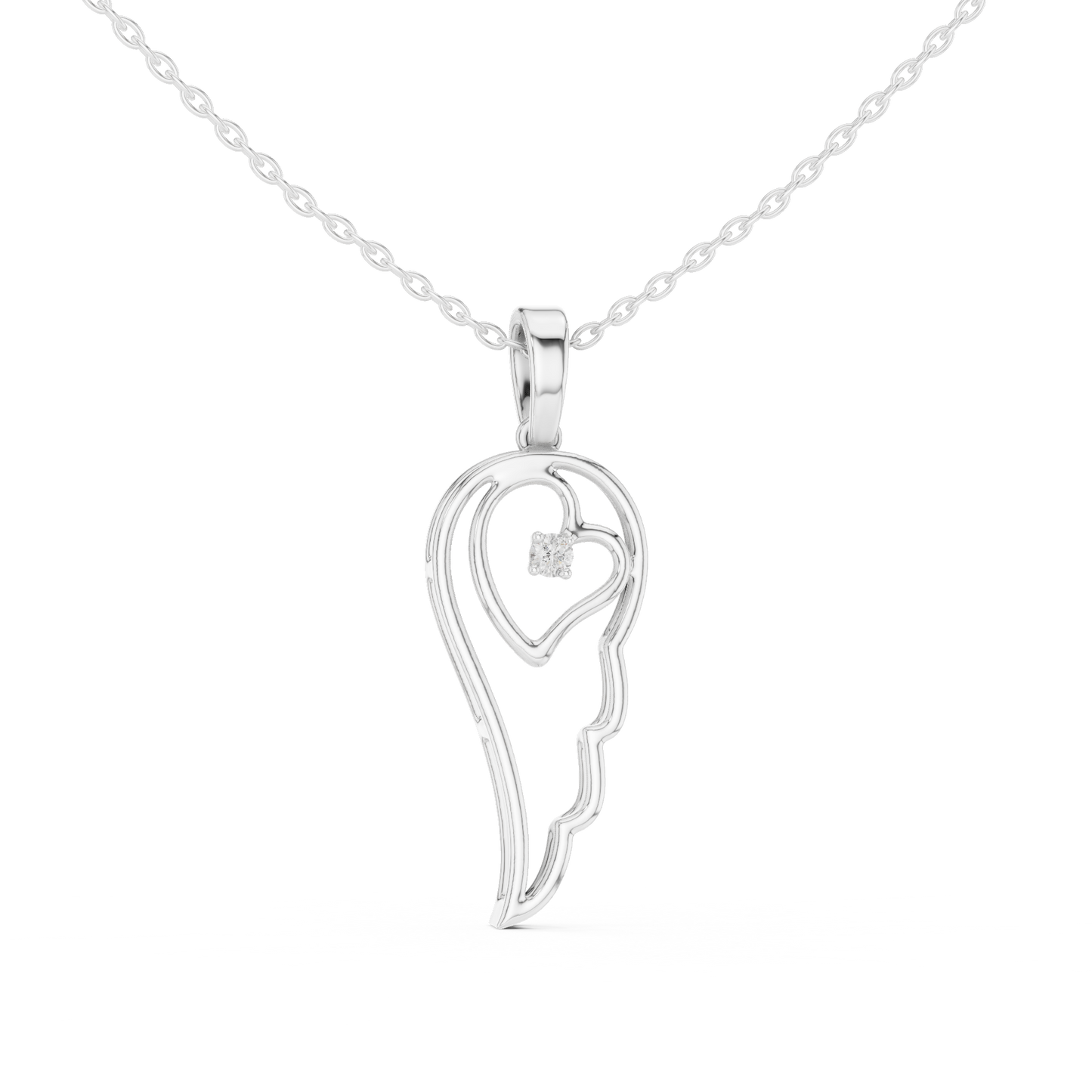 Casual Angel Wing Lab Grown Diamond Pendant in Rose Gold