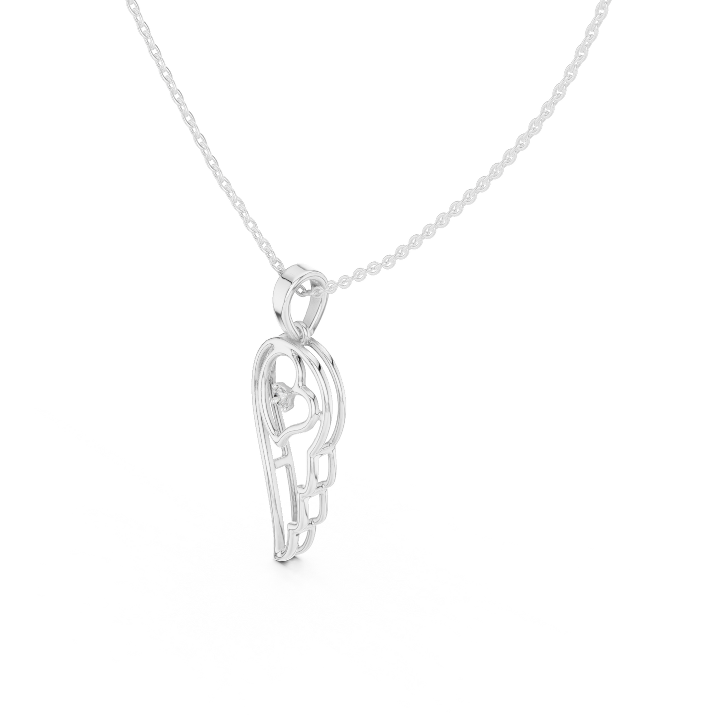 Casual Angel Wing Lab Grown Diamond Pendant in Rose Gold