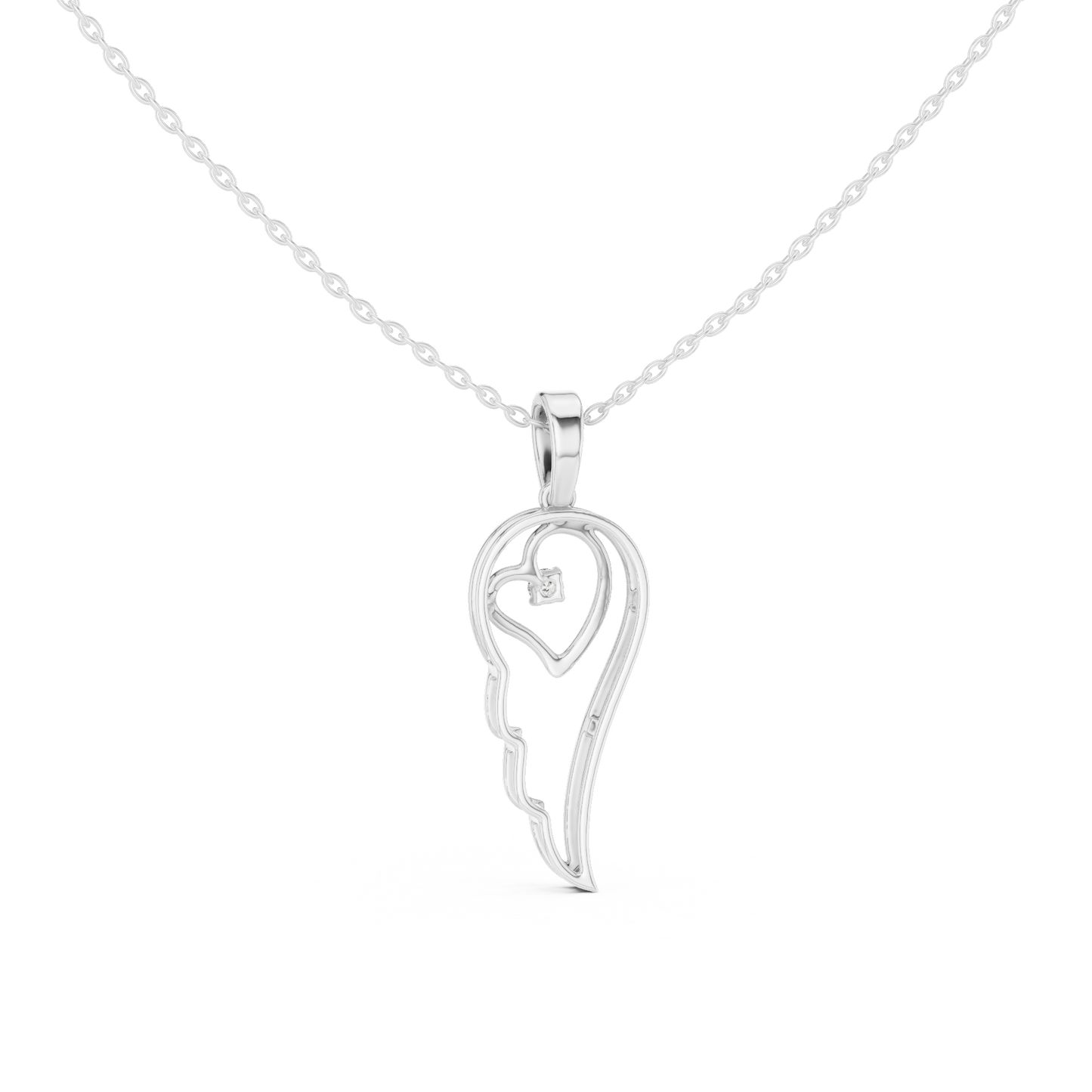 Casual Angel Wing Lab Grown Diamond Pendant in Rose Gold