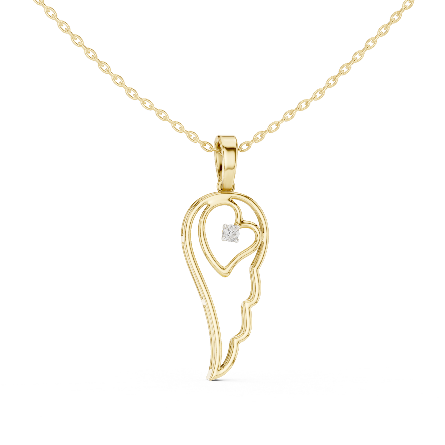 Casual Angel Wing Lab Grown Diamond Pendant in Rose Gold