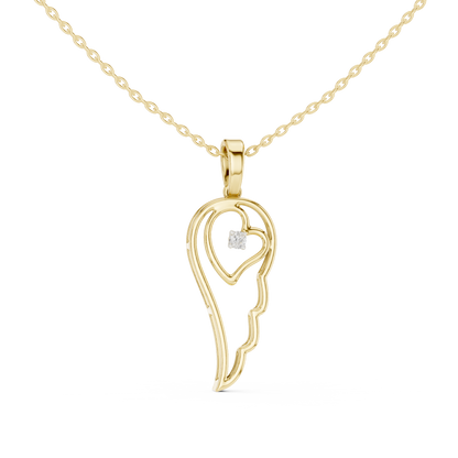Casual Angel Wing Lab Grown Diamond Pendant in Rose Gold