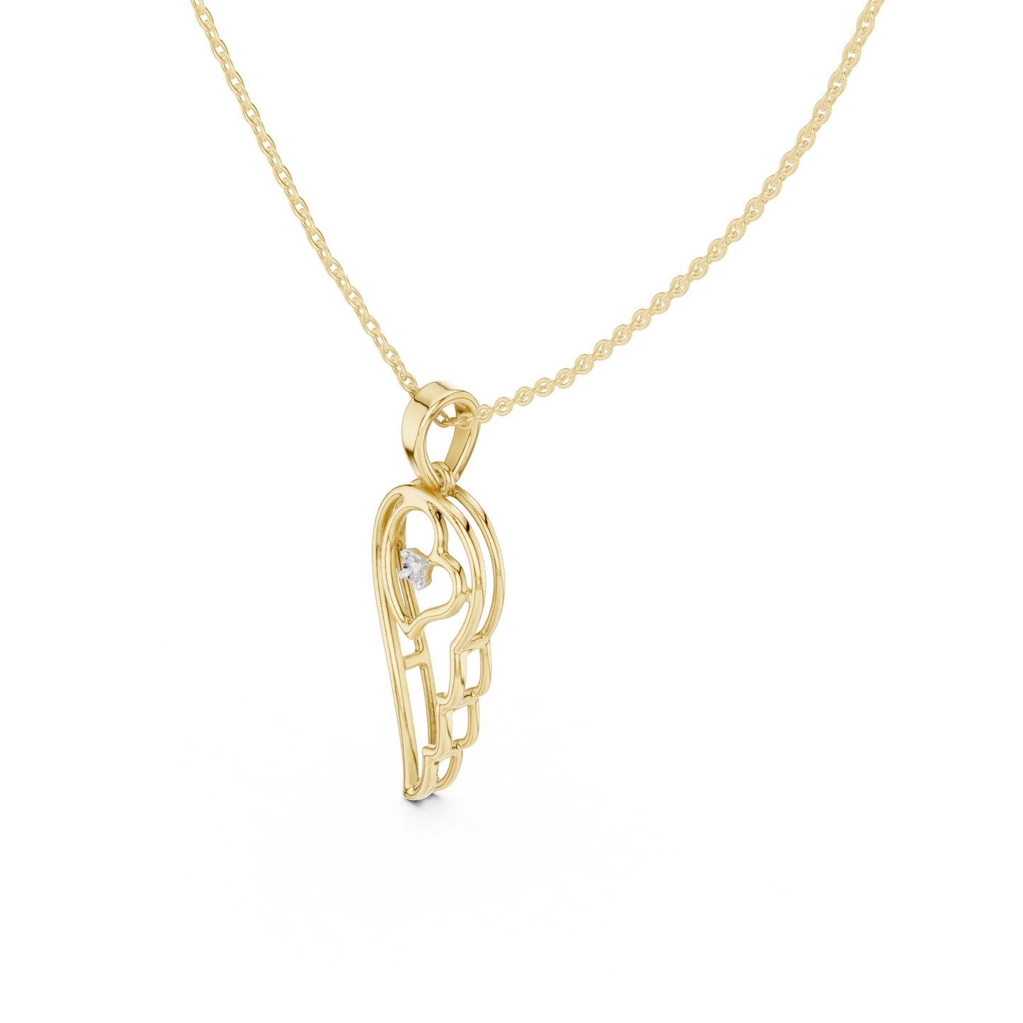 Casual Angel Wing Lab Grown Diamond Pendant in Rose Gold