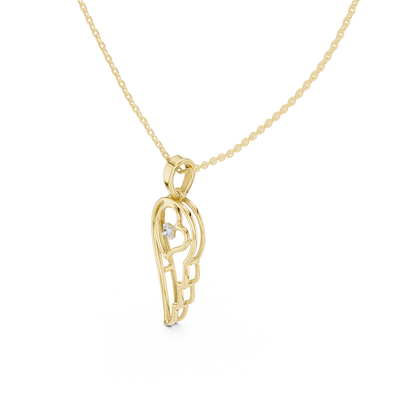 Casual Angel Wing Lab Grown Diamond Pendant in Rose Gold