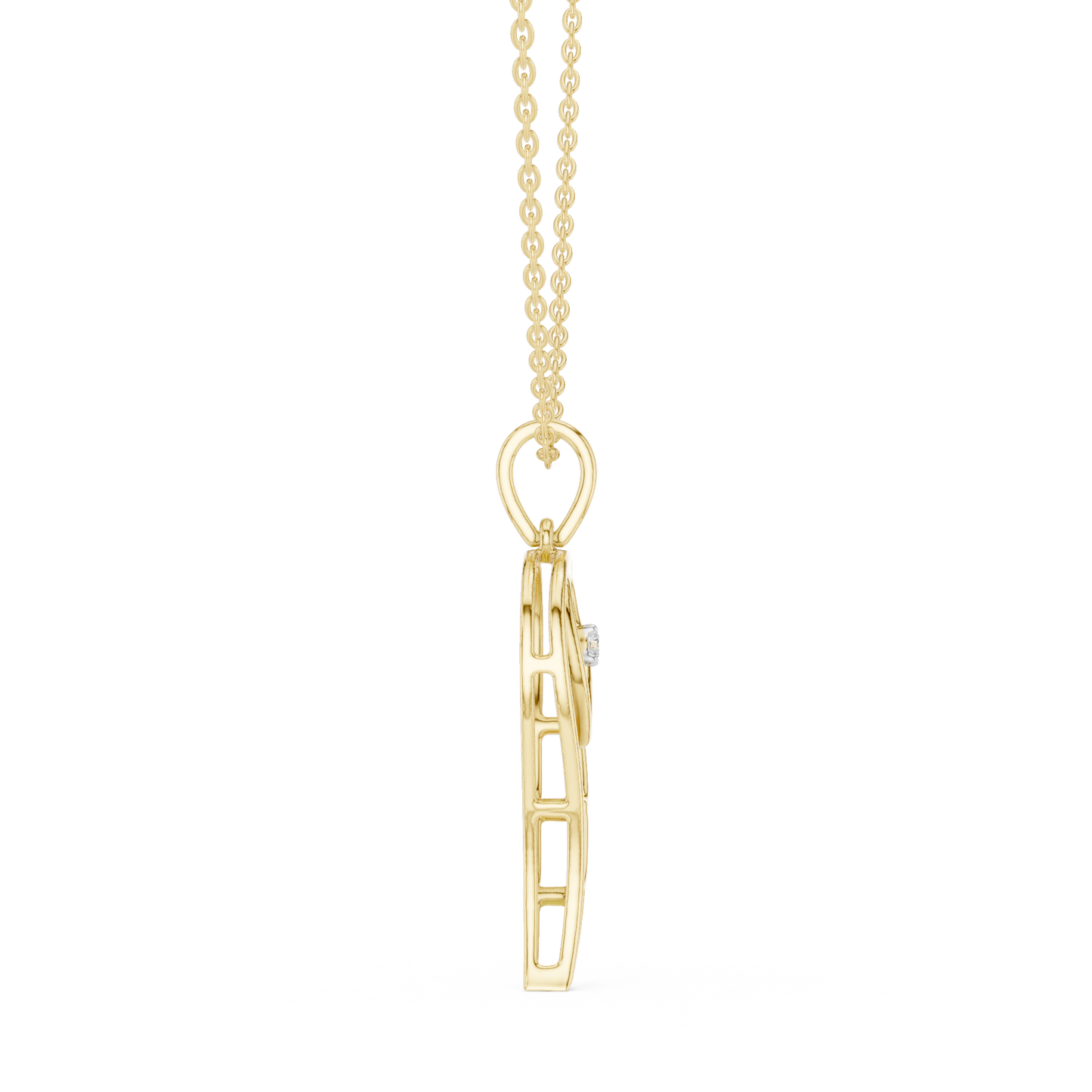 Casual Angel Wing Lab Grown Diamond Pendant in Rose Gold