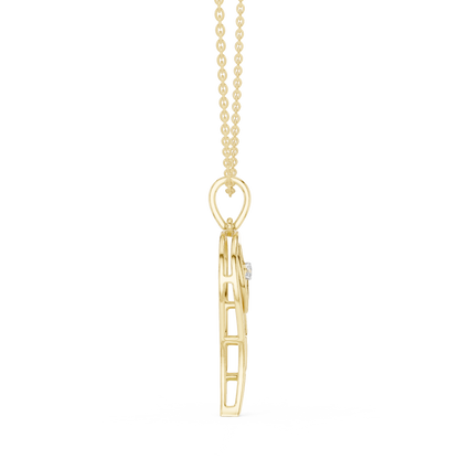 Casual Angel Wing Lab Grown Diamond Pendant in Rose Gold