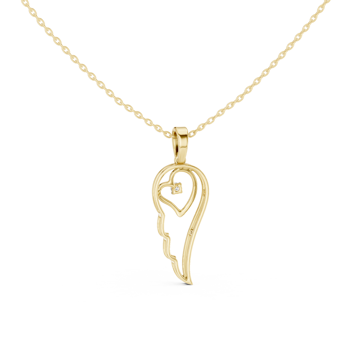 Casual Angel Wing Lab Grown Diamond Pendant in Rose Gold