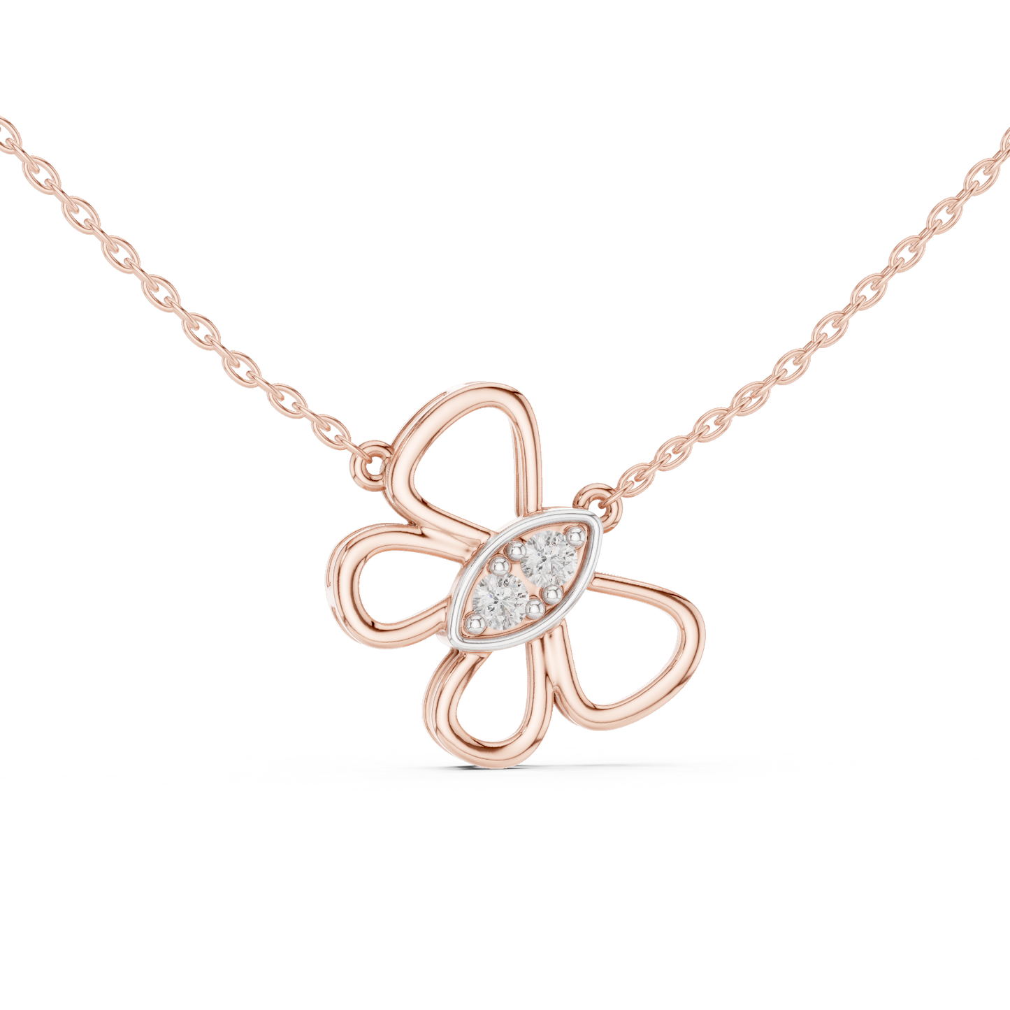 Casual Butterfly Lab Grown Diamond Pendant in Yellow Gold