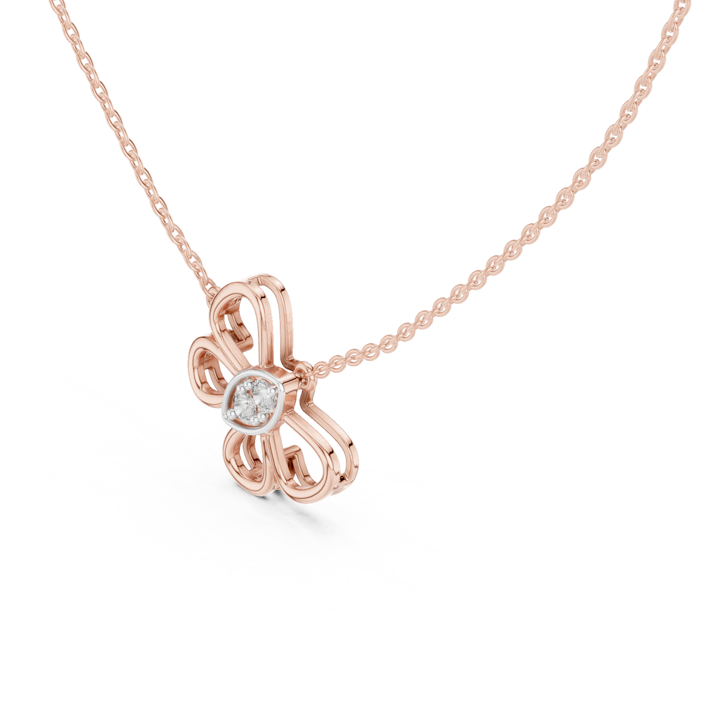 Casual Butterfly Lab Grown Diamond Pendant in Yellow Gold