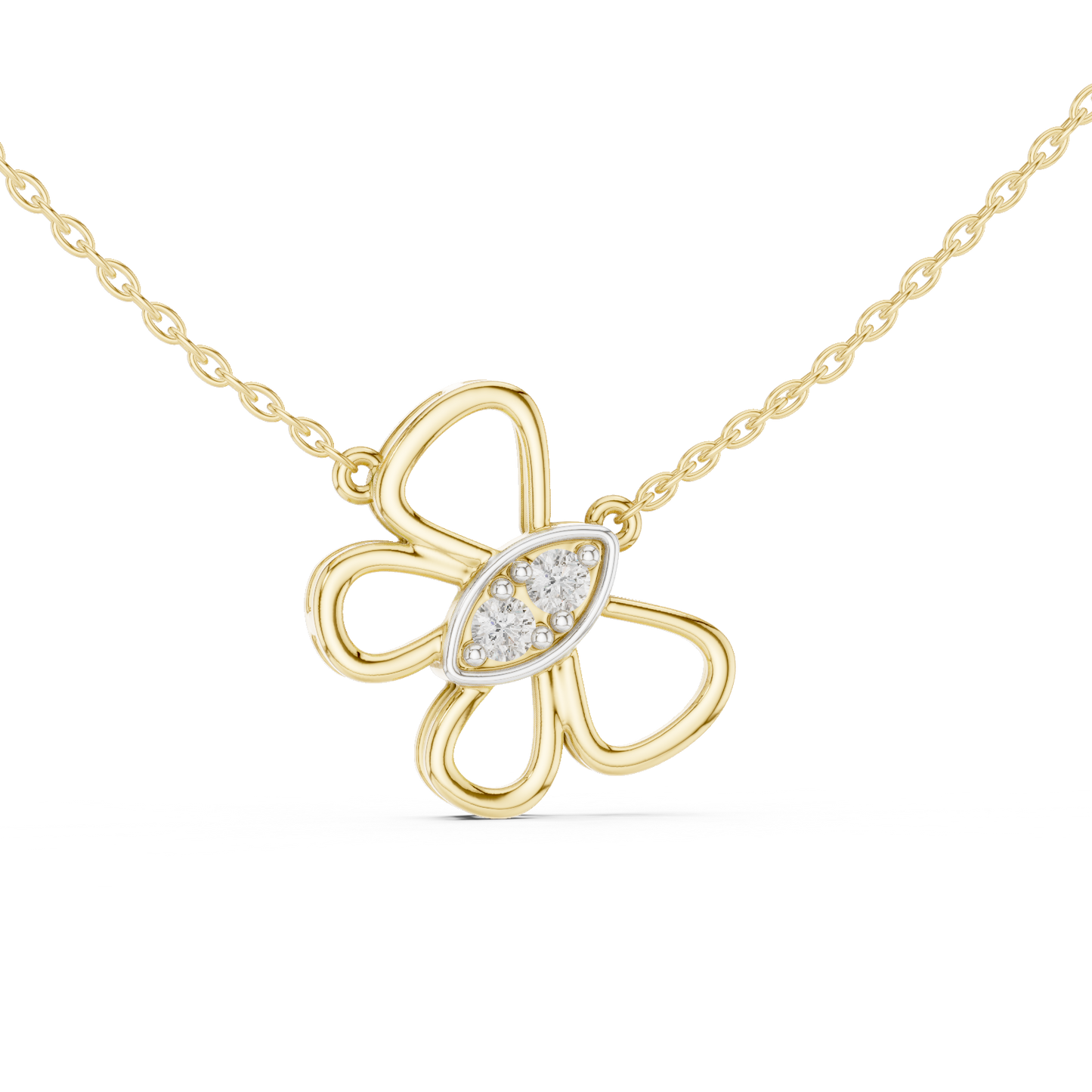 Casual Butterfly Lab Grown Diamond Pendant in Yellow Gold