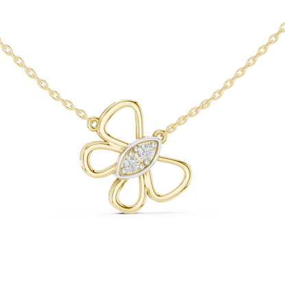 Casual Butterfly Lab Grown Diamond Pendant in Yellow Gold