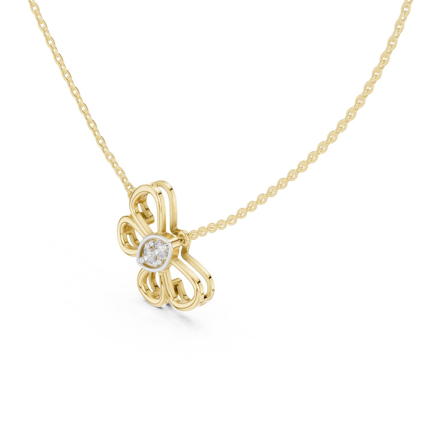 Casual Butterfly Lab Grown Diamond Pendant in Yellow Gold