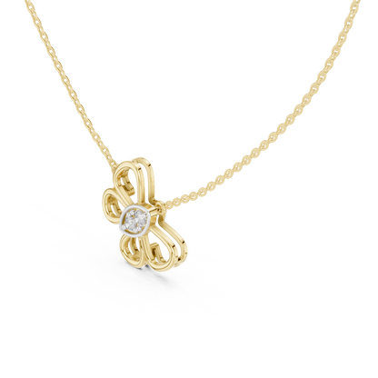 Casual Butterfly Lab Grown Diamond Pendant in Yellow Gold