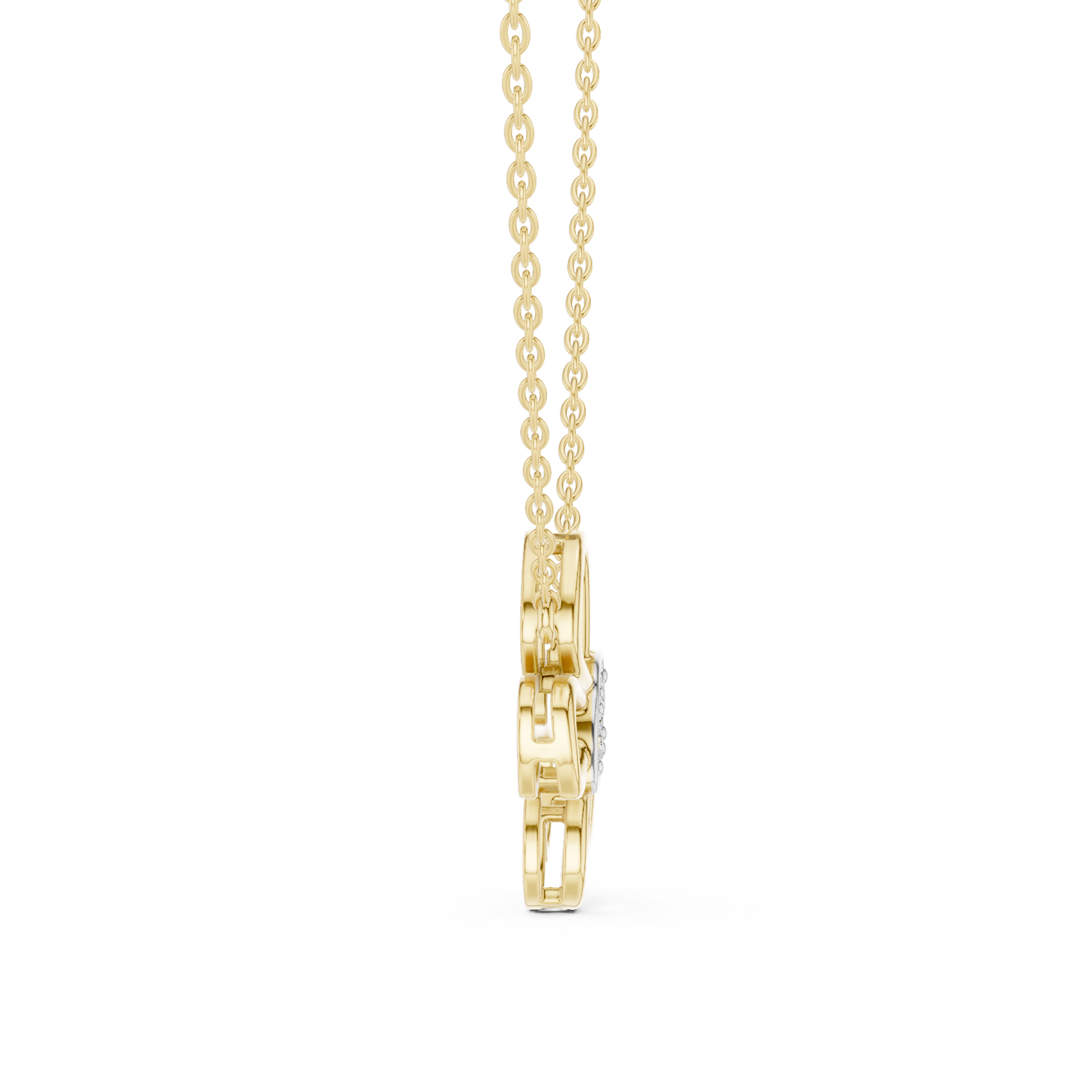 Casual Butterfly Lab Grown Diamond Pendant in Yellow Gold