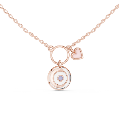 Casual White Enamel Heart Charm Pendant in Yellow Gold