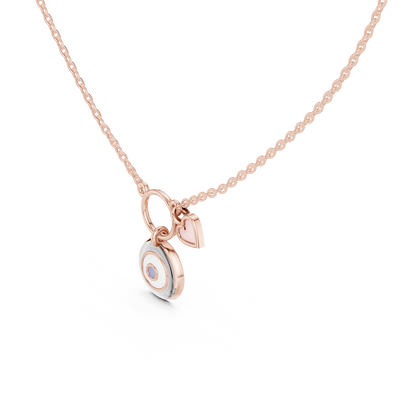 Casual White Enamel Heart Charm Pendant in Yellow Gold