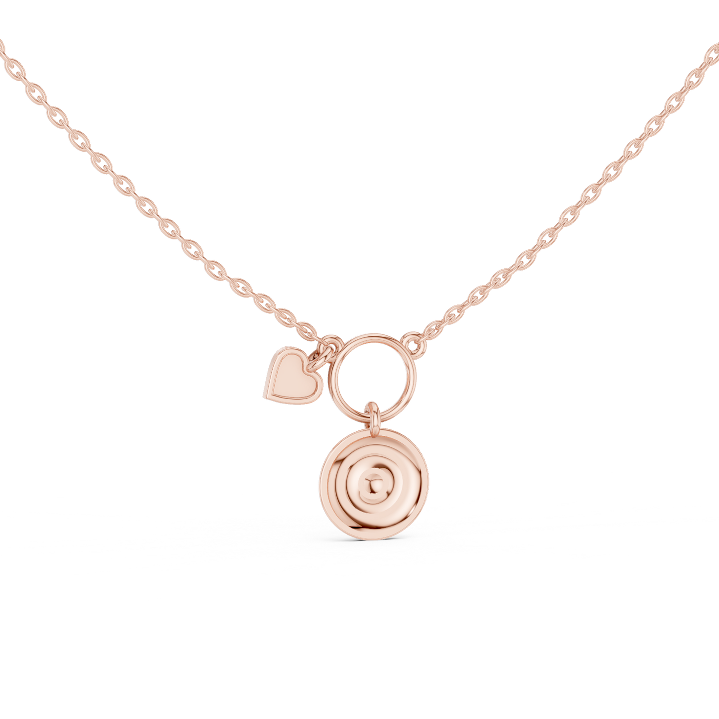 Casual White Enamel Heart Charm Pendant in Yellow Gold