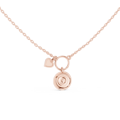 Casual White Enamel Heart Charm Pendant in Yellow Gold