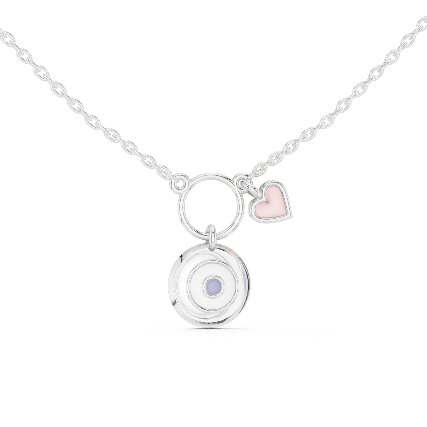 Casual White Enamel Heart Charm Pendant in Yellow Gold