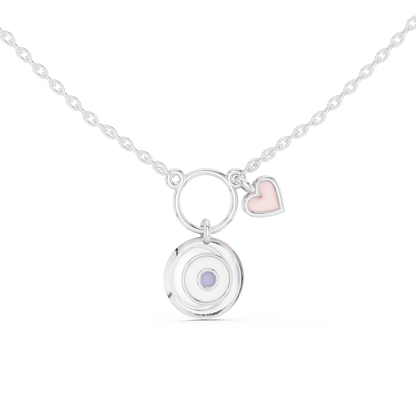 Casual White Enamel Heart Charm Pendant in Yellow Gold