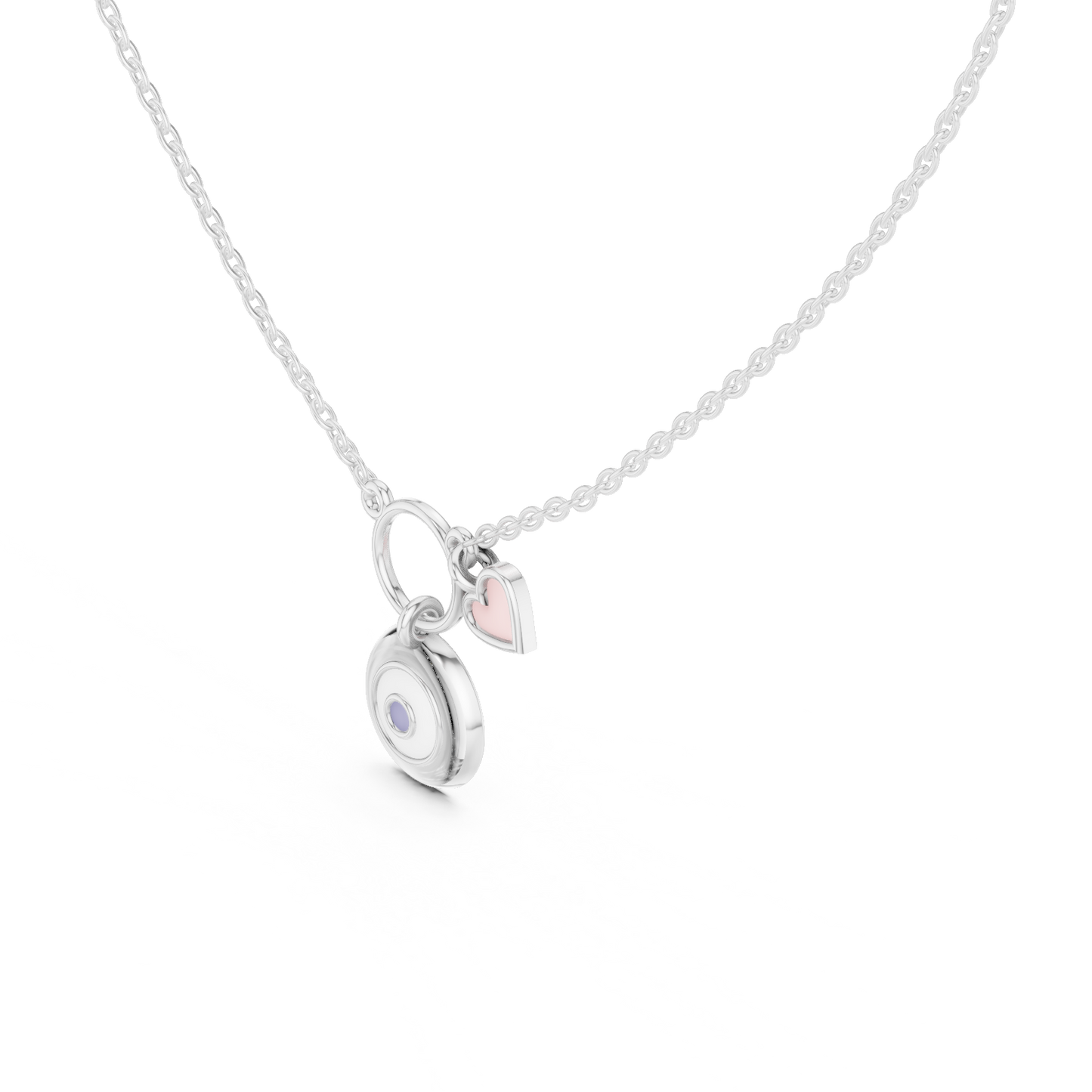Casual White Enamel Heart Charm Pendant in Yellow Gold