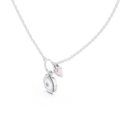 Casual White Enamel Heart Charm Pendant in Yellow Gold