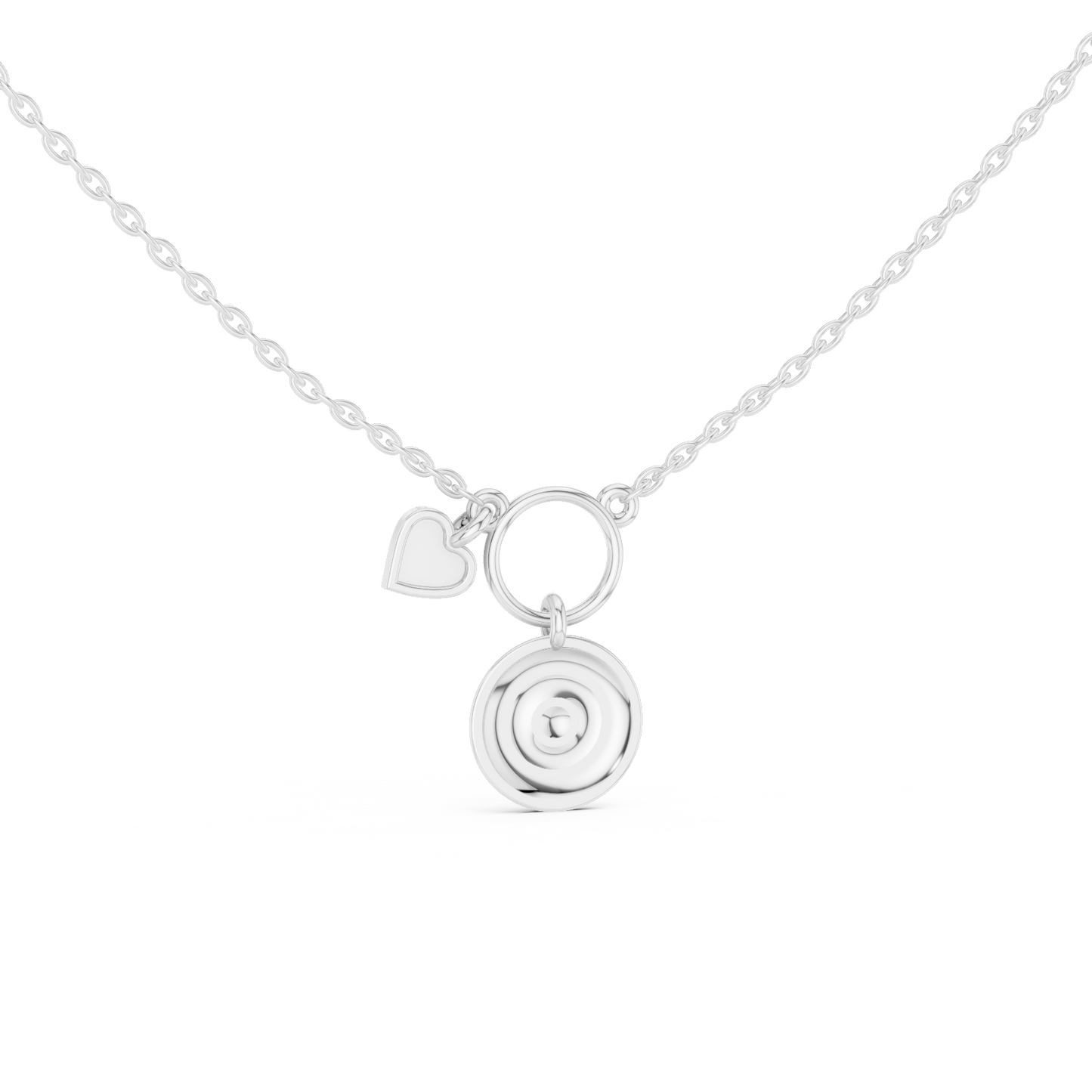 Casual White Enamel Heart Charm Pendant in Yellow Gold