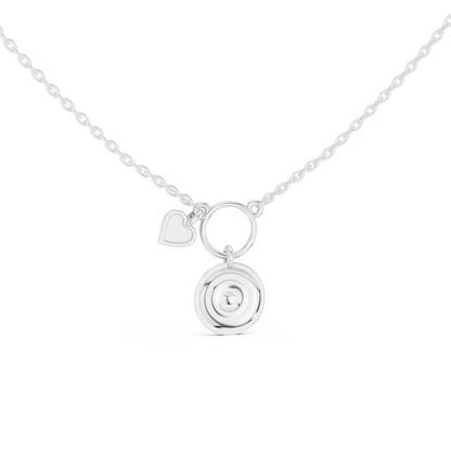Casual White Enamel Heart Charm Pendant in Yellow Gold