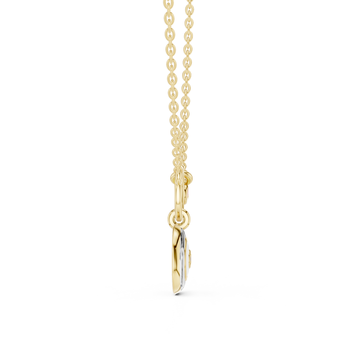 Casual White Enamel Heart Charm Pendant in Yellow Gold