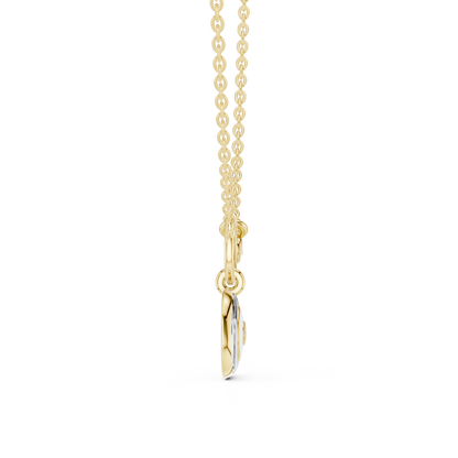 Casual White Enamel Heart Charm Pendant in Yellow Gold