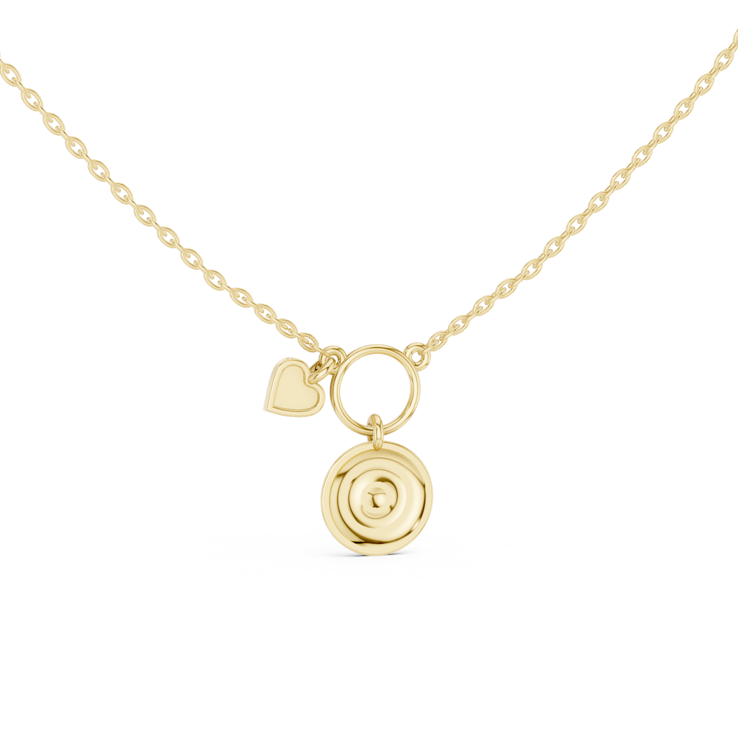 Casual White Enamel Heart Charm Pendant in Yellow Gold