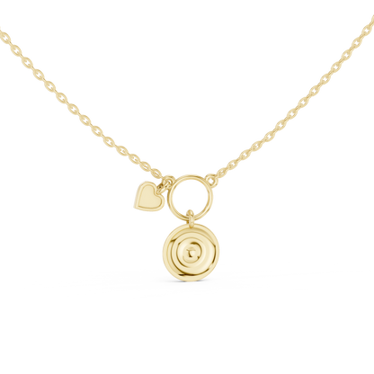 Casual White Enamel Heart Charm Pendant in Yellow Gold