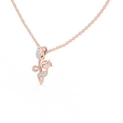 Delicate Tulip Lab Grown Diamond Pendant in Rose Gold