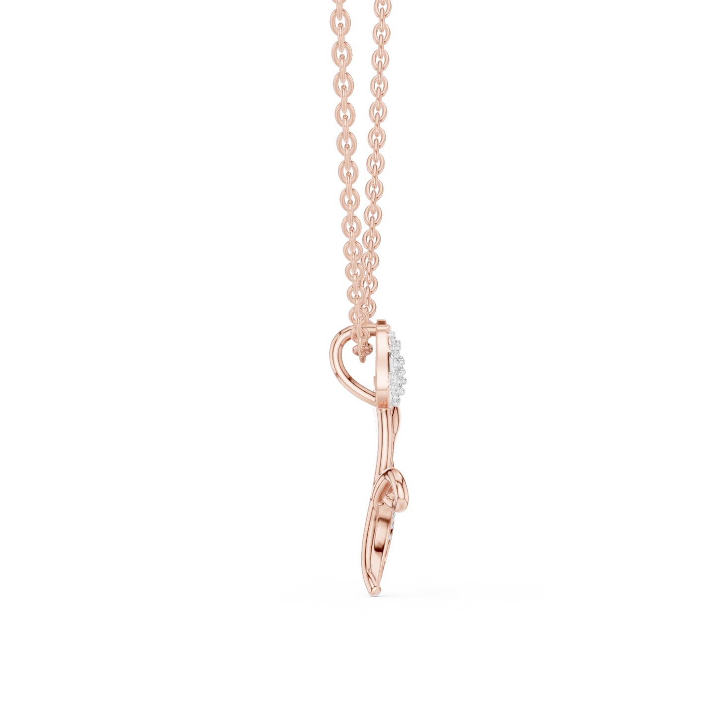 Delicate Tulip Lab Grown Diamond Pendant in Rose Gold