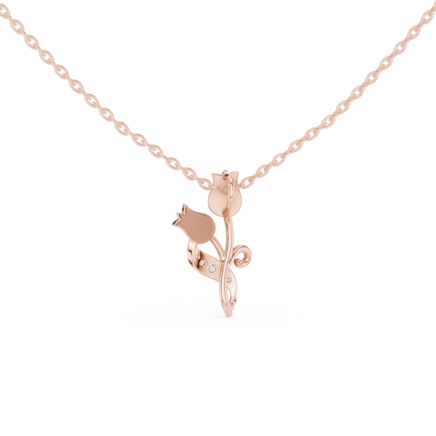 Delicate Tulip Lab Grown Diamond Pendant in Rose Gold