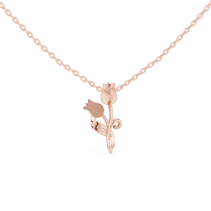 Delicate Tulip Lab Grown Diamond Pendant in Rose Gold