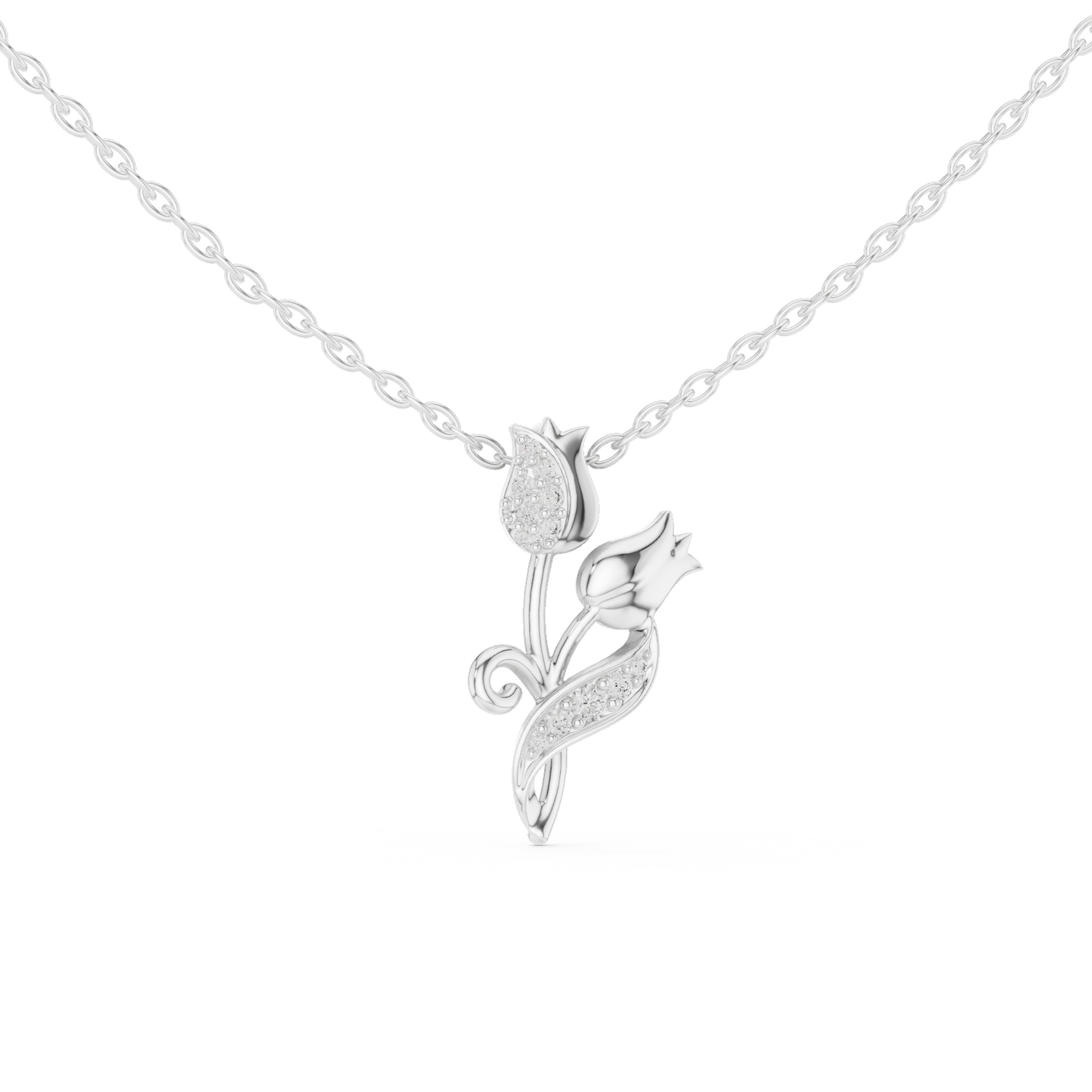 Delicate Tulip Lab Grown Diamond Pendant in Rose Gold
