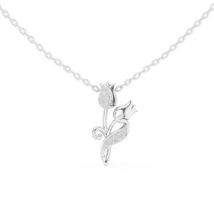 Delicate Tulip Lab Grown Diamond Pendant in Rose Gold