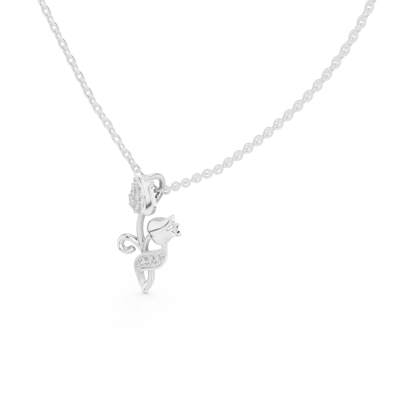Delicate Tulip Lab Grown Diamond Pendant in Rose Gold
