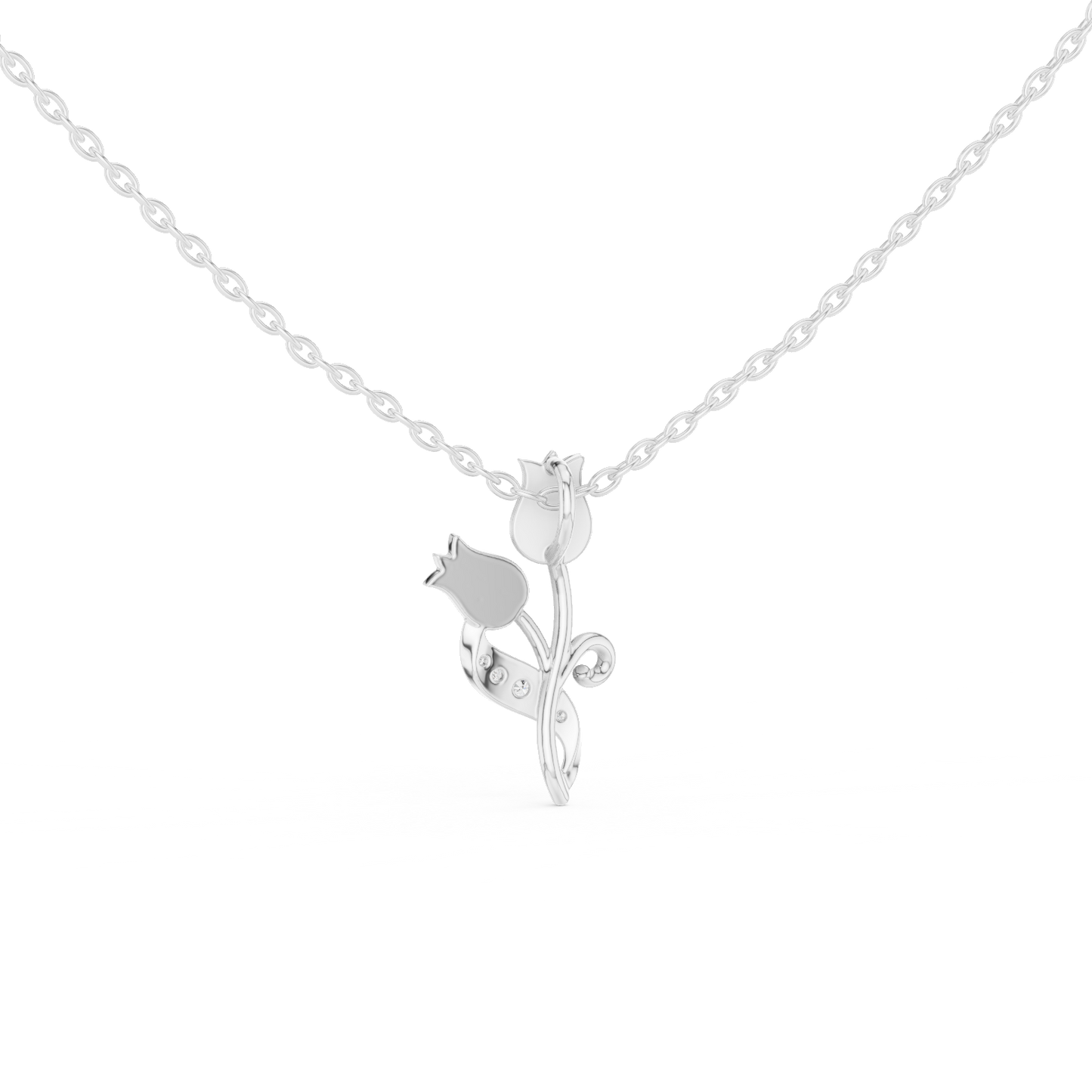 Delicate Tulip Lab Grown Diamond Pendant in Rose Gold