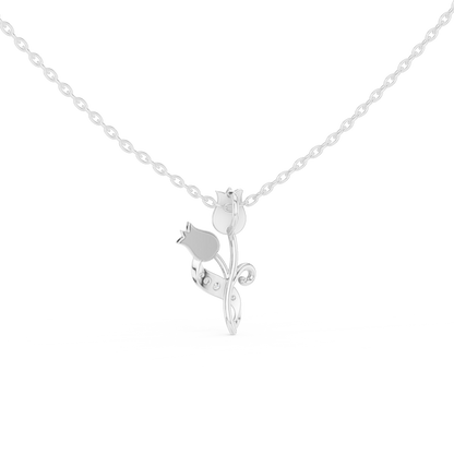 Delicate Tulip Lab Grown Diamond Pendant in Rose Gold