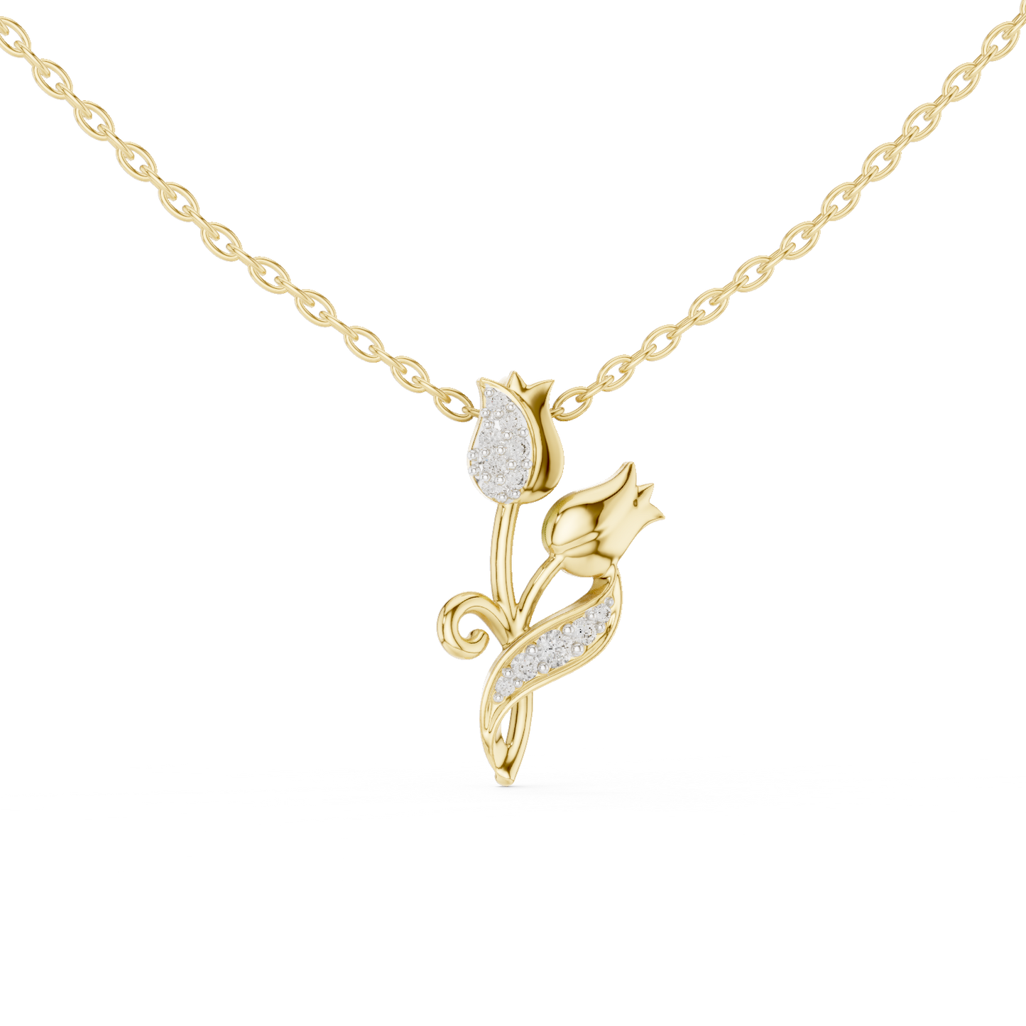 Delicate Tulip Lab Grown Diamond Pendant in Rose Gold