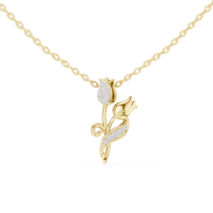 Delicate Tulip Lab Grown Diamond Pendant in Rose Gold