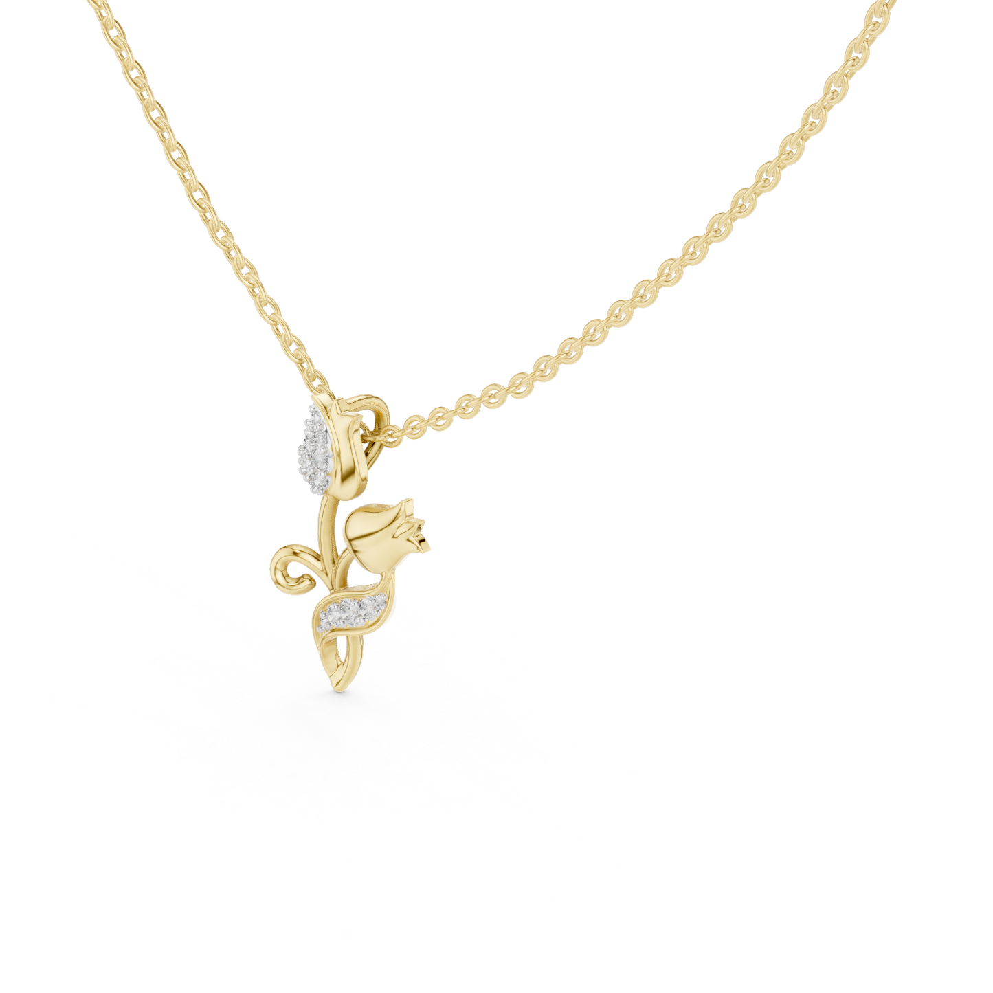 Delicate Tulip Lab Grown Diamond Pendant in Rose Gold