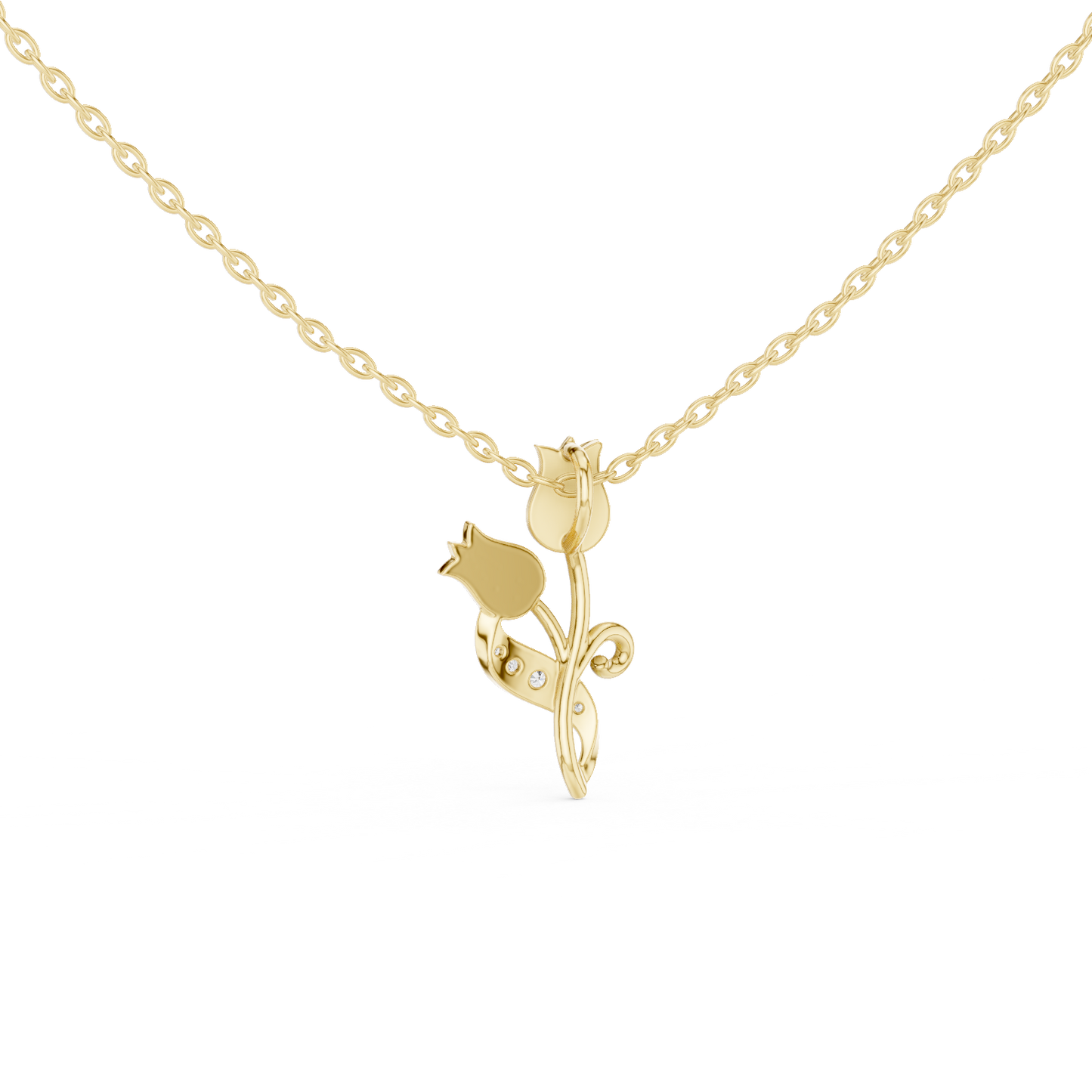 Delicate Tulip Lab Grown Diamond Pendant in Rose Gold