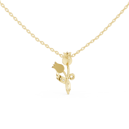 Delicate Tulip Lab Grown Diamond Pendant in Rose Gold