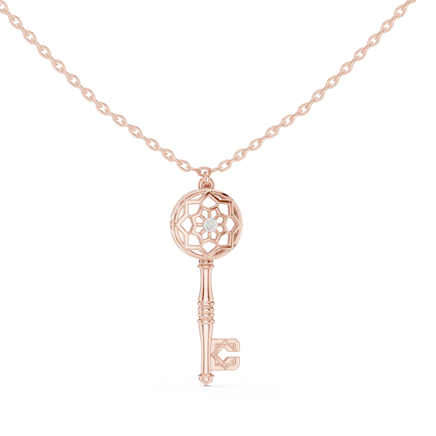 Casual Key Lab Grown Diamond Pendant in Rose Gold