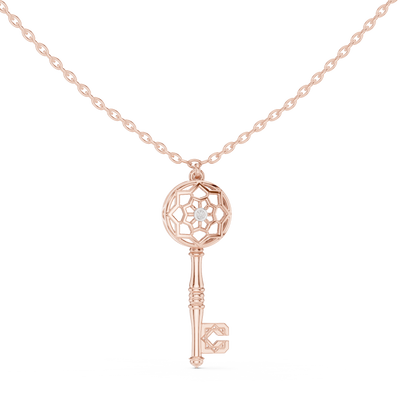 Casual Key Lab Grown Diamond Pendant in Rose Gold
